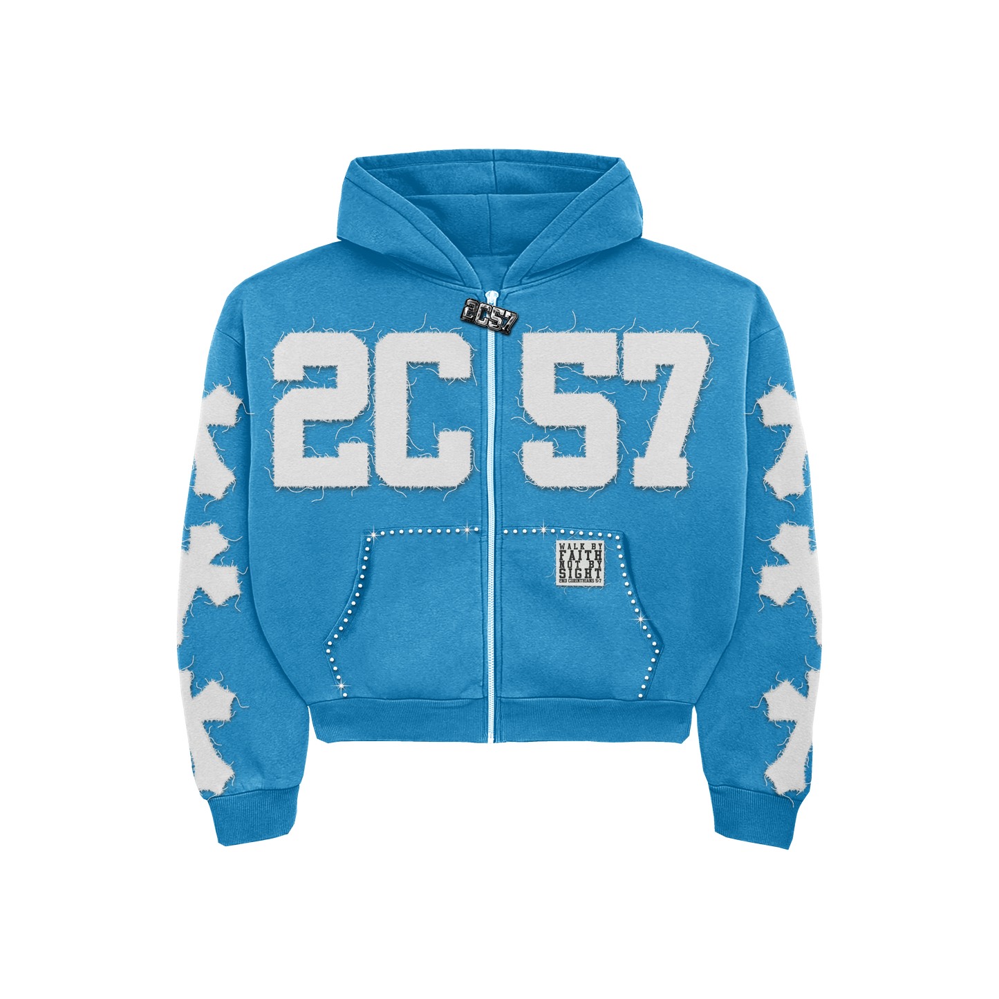 "Sky Blue" 2nd Corinthians 5:7 Zip-Up