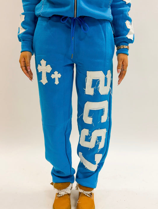"Sky Blue" revised "2nd Corinthians 5:7" Sweats